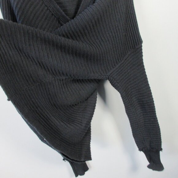Free People Marlie Pullover Sweater Women L Black Cotton Acrylic Ribbed Knit - Picture 7 of 12
